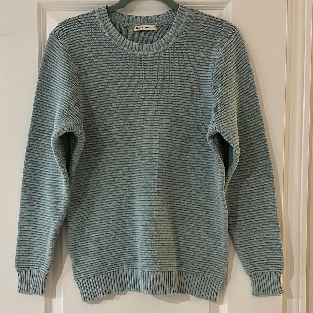 Marine Layer Women's Light Blue Ribbed Crew Neck Sweater